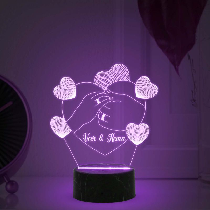 Couple Hand Soul Mate Acrylic Led Night lamp With Multicolored Light